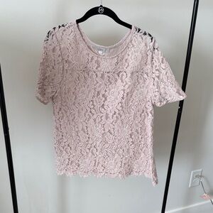 Loft Pale Mauve Elegant Lace Pink Top